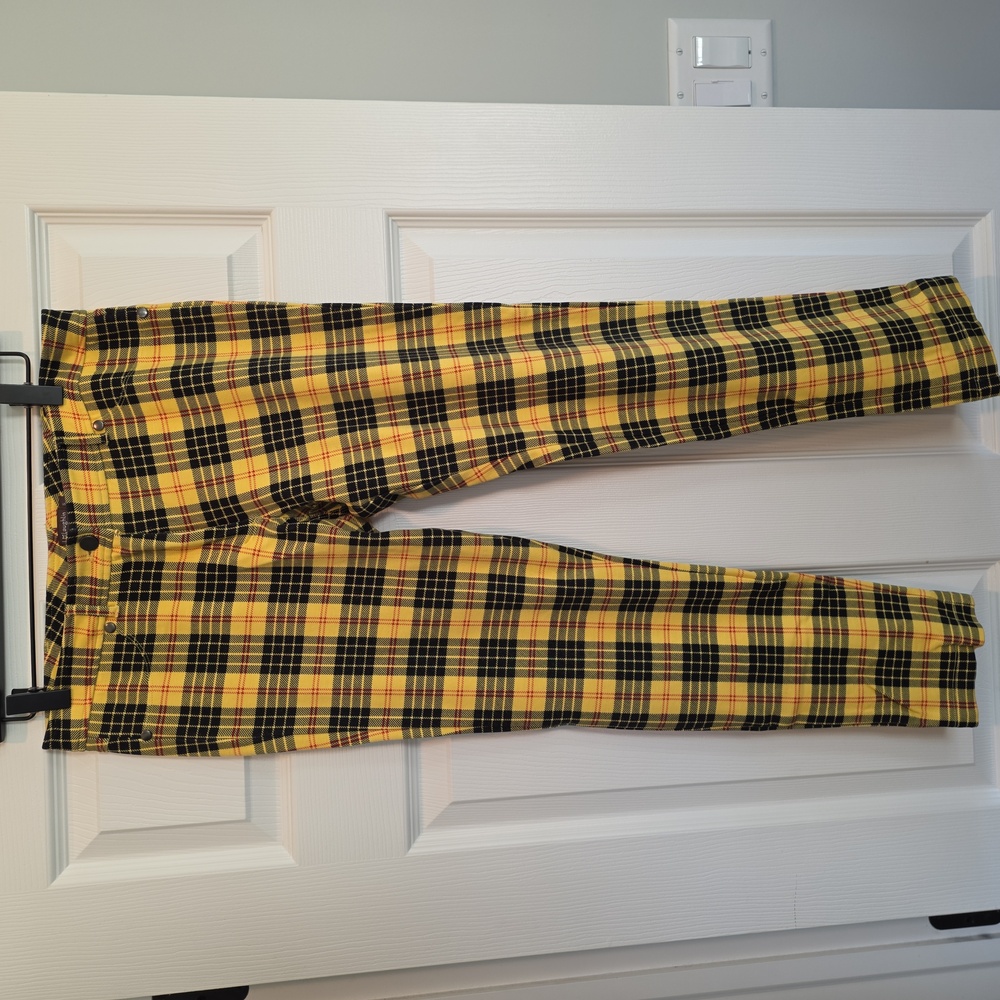 J. McLaughlin Yellow and Black Checkered Pants